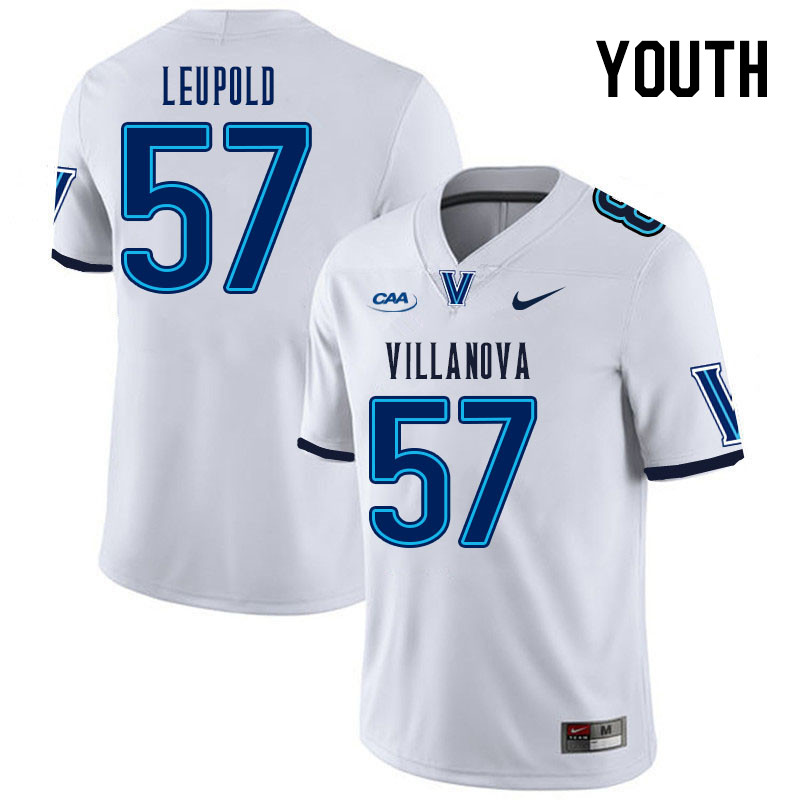 Youth #57 Luke Leupold Villanova Wildcats College Football Jerseys Stitched Sale-White